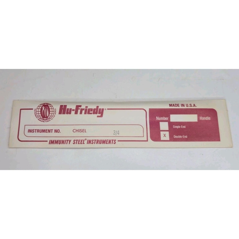 Hu Friedy Chisel‎ No 3/4 Double End New Old Stock NOS Dental Tool